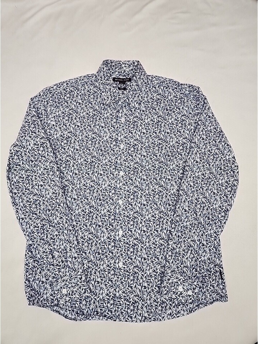 Michael Kors Men's Leaf Print Trim Shirt L Slim Fit Vietnam